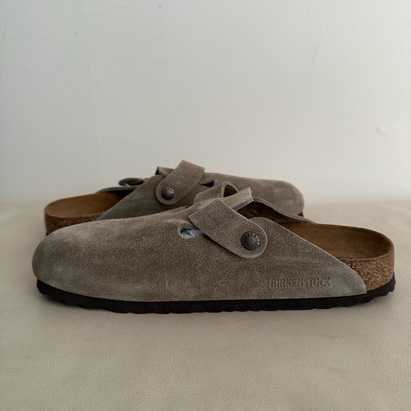 Birkenstock Boston Soft Footbed Suede Leather Taupe Narrow Sz EU 41/ W10M8 NWOB - Picture 6 of 8